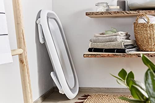 Rotho Babydesign Folding Bathtub, Baby Bath 2 Go, For Babies from 0 Months, 82 x 48.5 x 22 cm, Grey/White, 20458 0293 01