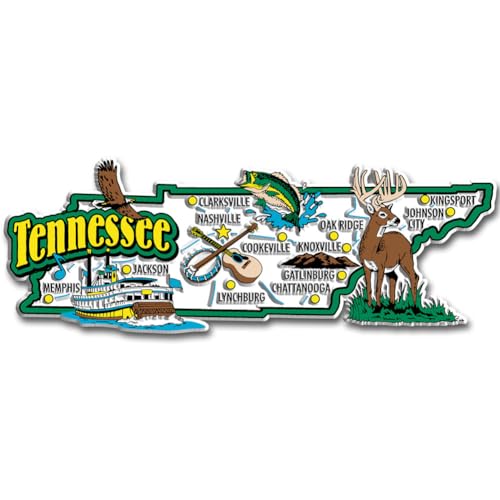 Tennessee Jumbo State Magnet by Classic Magnets, 5.5" x 2", Collectible 3D Rubber Vintage-Style Souvenirs and Gifts Made in The USA
