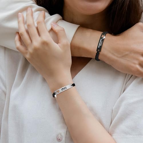Heart Matching Couples Bracelets - Adjustable Braided I Love My Boyfriend Girlfriend Long Distance Bracelets, Lovers His Hers Relationship Promise Bracelet Jewelry Anniversary Christmas Birthday Gifts4