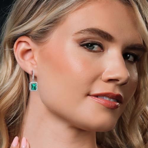 Gem Stone King 4-6 Cttw Drop Dangle Earrings for Women | Gemstone Birthstone Earrings | 925 Sterling Silver | Emerald Cut 9X7MM | Fine Jewelry Gifts for Her Mom Women Wife4