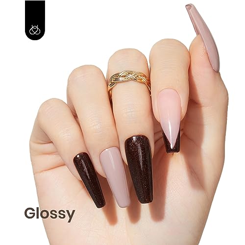 Image of Beetles Brown Glitter Gel Nail Polish, 15ml Chocolate Brown Jazz Club Soak Off Gel Polish Nail Art Manicure Salon DIY Gift for Women