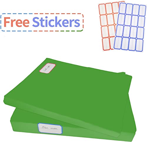 2 Pack Stretchable Book Sleeve Covers, for Paperbacks Hardcover Textbooks up to 9\" x 12\", Office Supplies with Free Sticker Labels (2 Pack, Green)