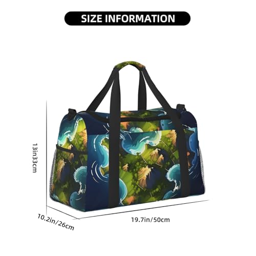 island of cuba Print Travel Duffle Bag - Foldable Personal Item Travel Bag for Women & Men,Carry-On Convertible Crossbody Tote Bags with Adjustable Shoulder Strap & Pockets 13x10.2x19.7 in4