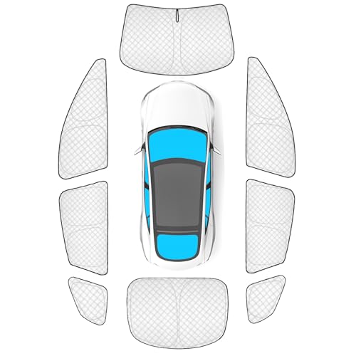 Image of KMF 8pcs Full Window Sun Shade Custom Fit for Tesla Model S 2021-2024 Accessories, Privacy Car Window Covers Sunshade for Windshield Side Rear, UV Block and Blackout for Car Camping /Baby