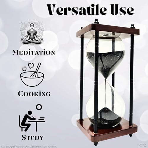 Image of Wooden Hourglass Set with Black Sand Timers - Ideal Decorative Gift for Home, Office, and Study - Antique Nautical Theme - Sand Clocks - Enhance Your Space with Classic Charm
