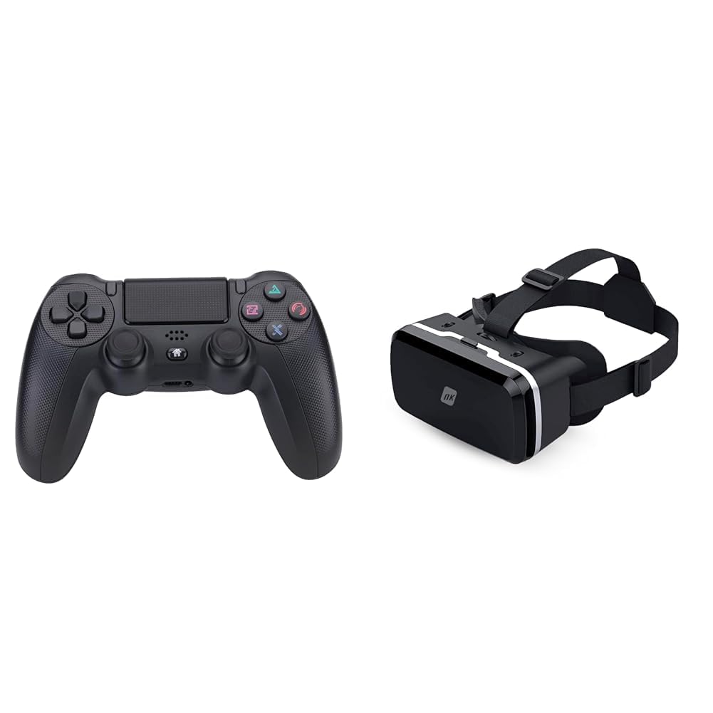 NK Mando para PS4 / PS3 / PC/Móvil Inalámbrico - Wireless Controller con Dualshock & Gafas 3D VR para Smartphone - Gafas Inteligentes de Realidad Virtual para Smartphone Entre 4.7"