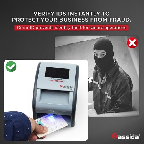Image of Cassida Omni-ID 2-in-1 Currency Counterfeit Detector with UV Identification Verification Lights - Bill Checker with Infrared, Magnetic and Ultraviolet Sensors - Pass /Fail Display (Pass /Fail + UV)