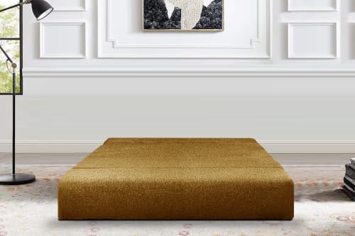 Image of Los Angeles Foldable One Seater Sofa Cum Bed, Sofa Bed 3 X 6 Feet Jute Fabric Washable Cover- Including Cushion Perfect for Living Room - Golden