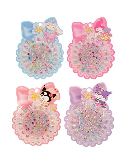 4 Sets Nails for Girls, Nail Art Kit for Girls 6-12, Artificial Nails for Girl, Kids Fake Nail,