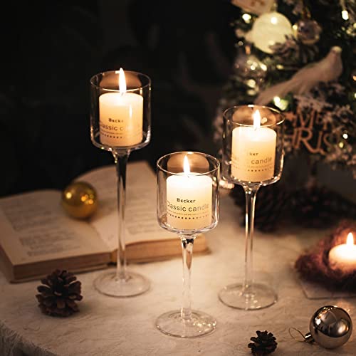 Tea Light Candle Holder Hurricane Candle Holder Transparent Glass Candlestick High Foot Long Handle Small Tea Light Holder Votive Hurricane Elegant Ideal Dining Wedding Party Gift Set #TOP1