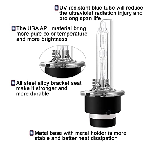 Sinoparcel D4S Xenon Hid Headlight Bulbs - 6000K 35W High Low Beam Replacement Lights - 2Yr Wty - Pack Of 2 #TOP4