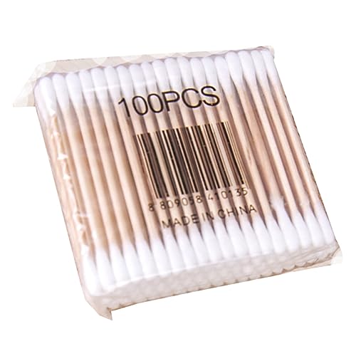 Healeved 100ct Precision Tip Cotton Swabs Wooden Stick Organic Cotton Double-ended Gentle on Skin