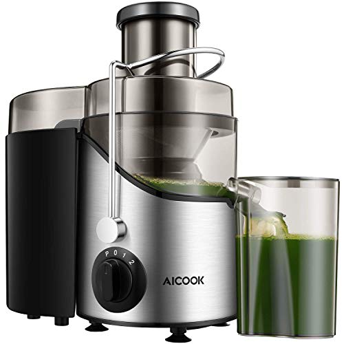 Juicer, Juice Extractor, Aicook Juicer Machine with 3'' Wide Mouth, 3 Speed Centrifugal Juicer for Fruits and Vegs, with Non-Slip Feet, BPA-Free (Renewed)