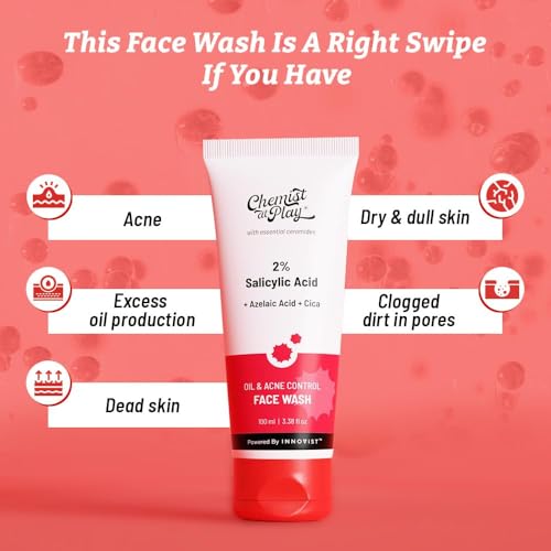 Image of Chemist At Play 2% Salicylic Acid Face Wash For Oily Skin with Niacinamide + Gentle Exfoliating Face Scrub with Mandelic Acid & Walnuts | Removes Dead Skin & Blackheads | Prevents Acne & Removes Excess Oil | For Men & Women | (100ml each) | Pack of 2