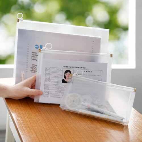 Image of Shuttle Art Clear Zipper Document Folder A4 Mesh File Bag Set -Transparent Plastic Envelope Organizer for Office,School & Travel -Resume,Receipt,Invoice & Paper Storage Pouch with Secure Zip Closure