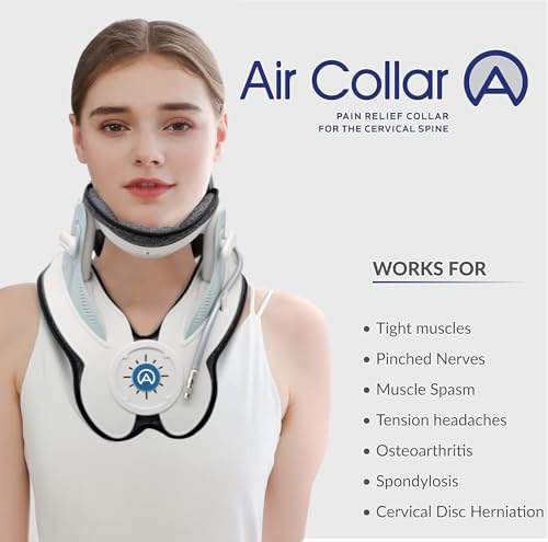 Image of Neck Traction Device by Air Collar - Neck Stretcher - Cervical Traction Device - Neck & Shoulder Pain Relief - Stretcher Collar for Improved Spine Alignment (2nd Gen Electric Pump) - See Size Chart*