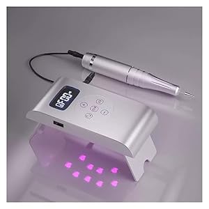 Electric Nail Drill, Nail Drill with 35,000 RPM&LED Nail Lamp, Nail Drills for Acrylic Nail, Rechargeable Portable Electric Nail File for Home Salon Manicure Pedicure Easy to Use, for Acrylic and Remo
