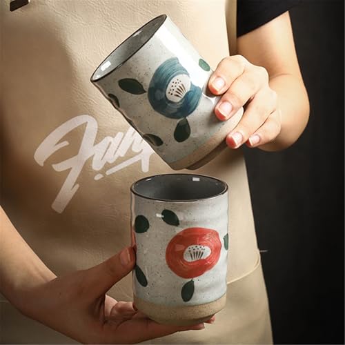 Taza de café resistente que mantiene el calor, hecha de gres retro para hogar y cafetería 6
