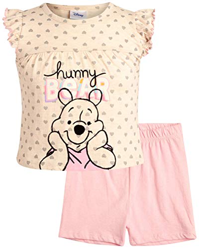 Disney Girls 2 Piece T-Shirt Knit Short Set: Minnie Mouse & Pooh Bear (Infant, Toddler, Little Girls), Pooh Bear, Size 3T