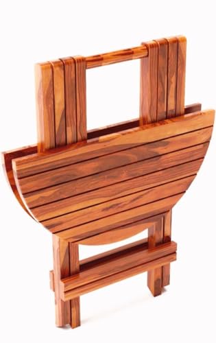 Image of WhiteBeard Solid Wood Foldable Desing 2 Chair Set with Medium Size Dinning Table, Multi-Purpose Premium Rosewood Foldable Coffee & Bistro Set for Balcony,Garden,Living Room Space Saving Honey Finish