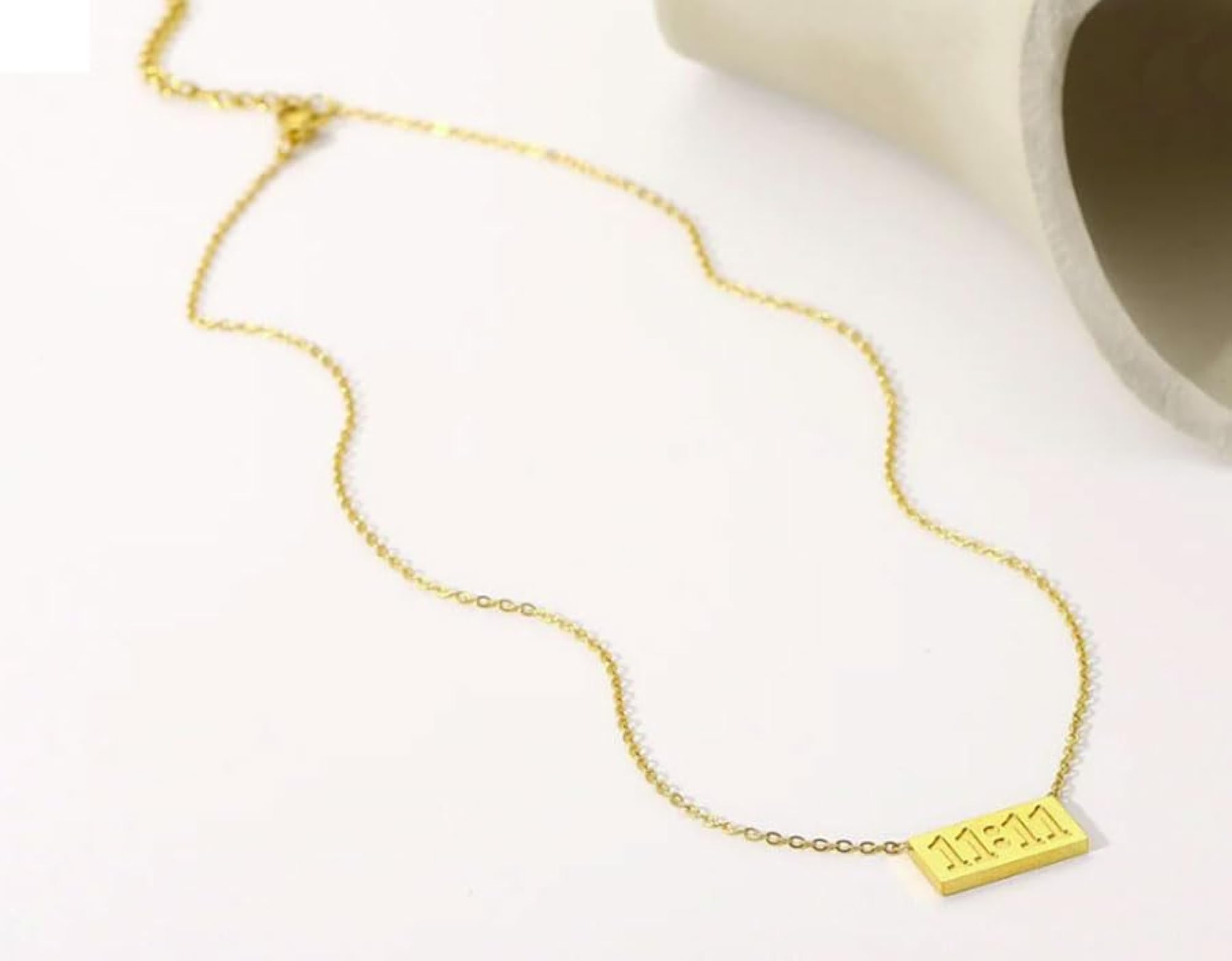 Women's Gold Plated Guardian Angel Number 11:11 Pendant Necklace
