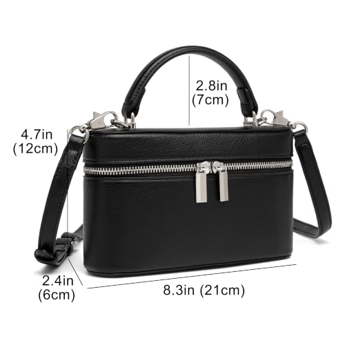 Image of Rejolly Vanity Case Handbag for Women Top-Handle PU Leather Purse Crossbody Shoulder Bag