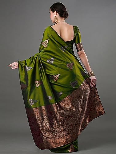 Image of Flosive Women's Dark Color Kanjivaram Silk Saree With Weaving Work