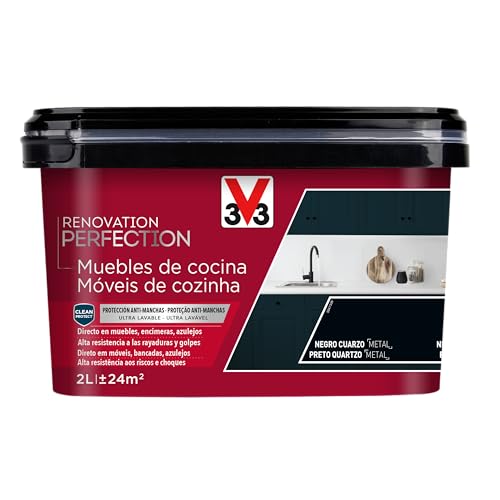 V33 Esmalte Renovation Perfection Cocina Negro Cuarzo Satinado 2L
