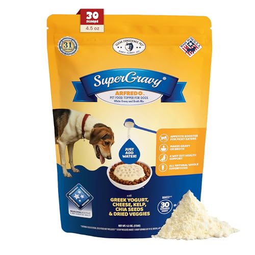 Image of CLEAR CONSCIENCE PET Arfredo SuperGravy Natural Dog Food Gravy Topper, Hydration Broth Mix, Gluten and Grain Free Kibble Seasoning Powder Topper for Picky Eaters (4.5 oz. (30 Scoop))