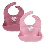 Hermosos colores: rosa oscuro y rosa claro, verde y café, azul y gris, a las niñas y niños les gusta, el babero no está manchado.