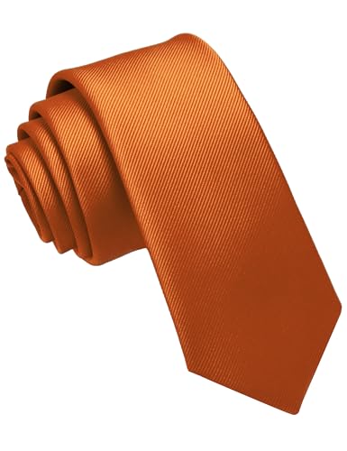 JEMYGINS Corbata de Hombre Ajustada de Color Sólido a Rayas Diagonales 6 cm de Ancho Orange 2