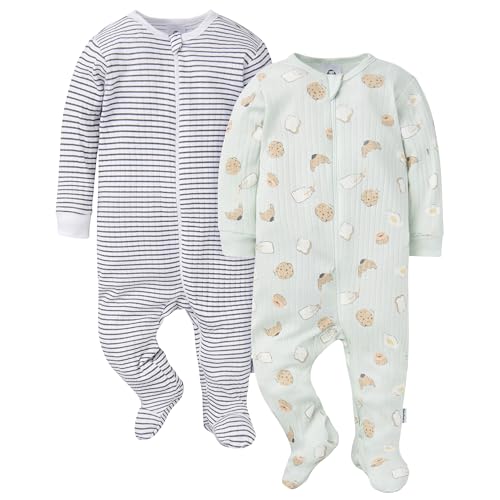 Image of Gerber baby-girls Baby Unisex 2-pack 2-way Zip Textured Sleep 'N Play