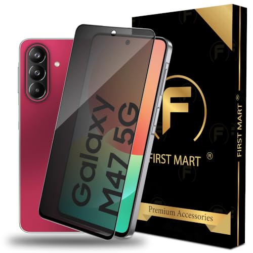 Image of FIRST MART Privacy Tempered Glass for Samsung Galaxy M47 | Anti-Spy Screen Protector, Edge-to-Edge 9H Scratch Protection, Case-Friendly, Bubble-Free | Pack of 1