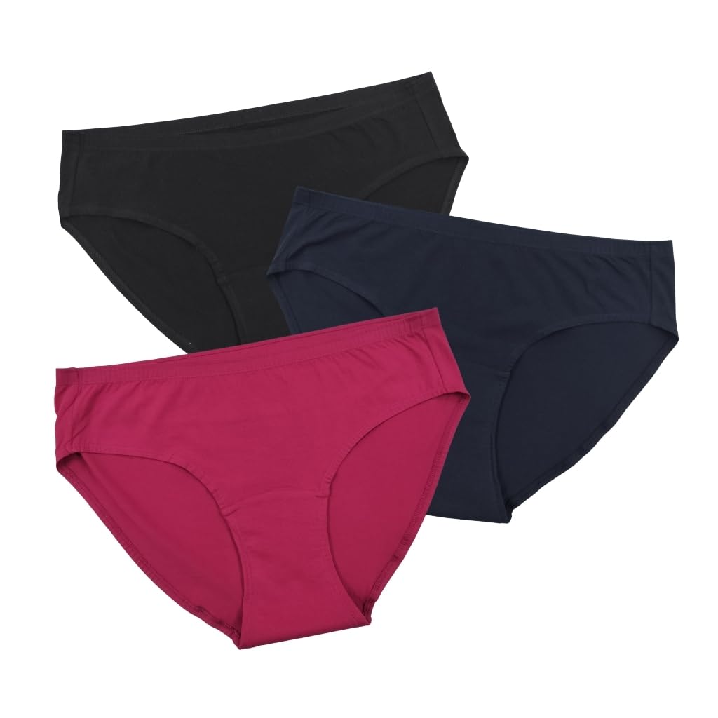 Pristine Life | Incontinence Underwear For Women | Wash & Reusable | Absorbs Light Urine Leaks | Anti Bacterial, Hygienic & Leakproof | Pack Of 3 | Black, Navy Blue & Dark Pink | S (B09BCZFN4Q) Amazon Price History, Amazon Price Tracker