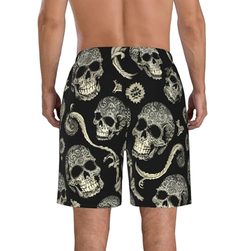 Flowers Skull Ornamental Print Stylish Beach Shorts Swim Trunks Lightweight Breathable Summer Outdoor Activities3
