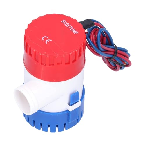 Ticfox Bilgepumpe, Automatische Bilgenwasserpumpe, Marine Grade Tauchpumpe DC Semiautomatischer Schalter Elektrische Kleine Pumpe für den Abfluss Liefern Strom(DC24V 350 gph)