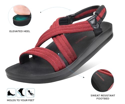 Image of AEROTHOTIC Walking Sandals Women - Arch Support Lightweight Sport Adjustable Sandals With Back Strap - Winter Hiking Beach Water Outdoor Orthopedic Travel Washable Ladies Slides Shoe