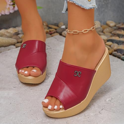Women's Summer Wedge Slippers Open Toe Casual Sandals Comfortable Beach Walking Shoes Lightweight Platform Design for Travel and Daily Wear3