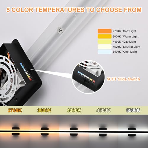 Image of 15.7 Inch Black Vanity Light for Bathroom Light Fixtures, 20W 5CCT Dimmable LED Vanity Lights Bar 2700K-5500K, Modern LED Bath Lights Wall Sconces for Bathroom Mirror Cabinets Bedroom