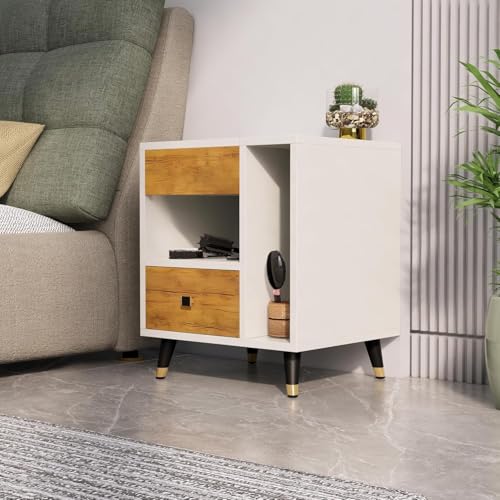 Image of Bniture Engineered Wood Dressing Table with 1 Drawer, Mirror and Huge Storage Space | Vanity for Living Room, Bedroom (Frosty White & Giant Wood)