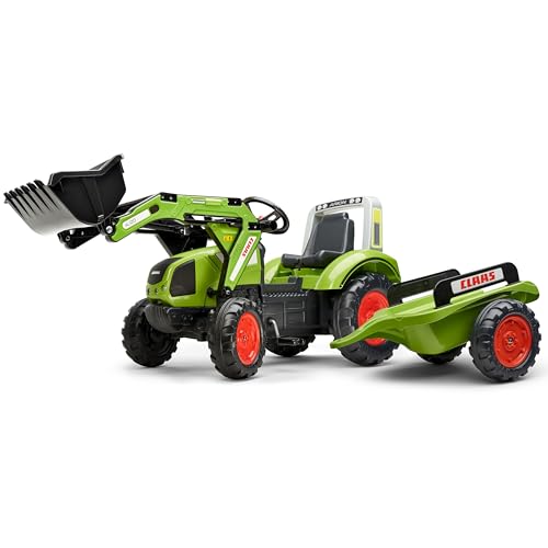Falk - Tractoplader mit Pedalen Claas mit und Anhänger – ab 3 Jahren Schaufel vorne mit Gelenk – Sitz verstellbar – 1040AM, grün