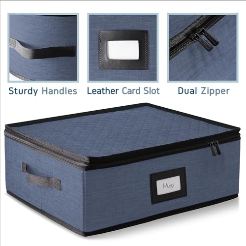 Image of Hearth & Harbor Hard Shell Mug Organizer, Cup and Mug Storage Box, Blue