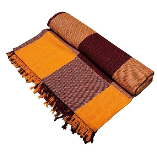 Manta de Sofá em Algodão, 210x120 cm, Franjas Decorativas, Estilo...