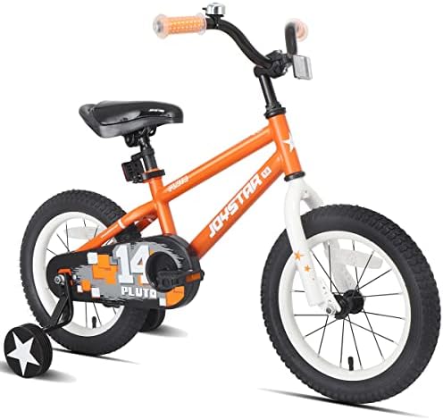 JOYSTAR 18 Inch Pluto Kids Bike with Training Wheels for Ages 6 7 8 9 Year Old Boys Girls Junior Children BMX Bicycle Orange