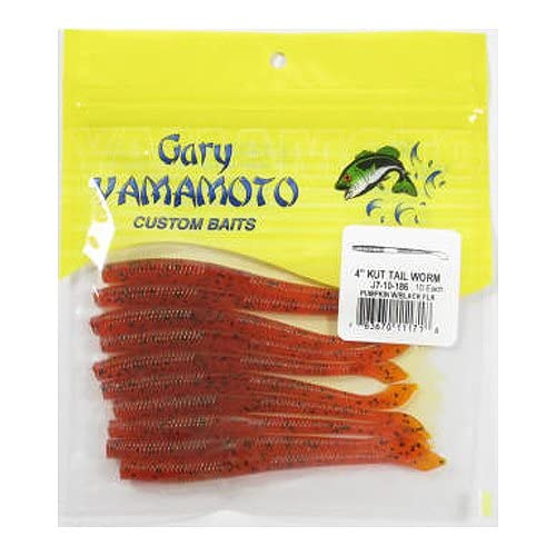 ゲーリーヤマモト ワーム ４インチ カットテールワーム １８６（パンプキン／ブラックフレーク） 1枚目