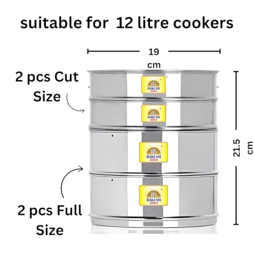 Image of Rakesh Gold Stainless Steel Cooker Container /Cooker Separator | Stackable, Food Grade, Rust-Free, Easy to Clean (cooker separator, Suitable for 12 litre Cooker)