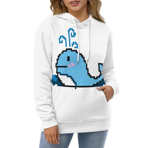 Sweat à capuche baleine bleue UMENG pull unisexe en coton taille S - 5