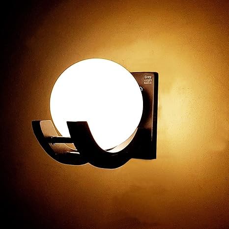 Image of GreyWings Brown Wooden Wall Light with Frosted Glass Shade, Modern Wall Mounted Lamp for Bulb Not Included, (Brown & White) Pack of 4
