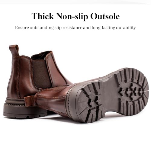 OKKO Mens Chelsea Dress Boots Genuine Leather Classic Stylish Casual Slip On Ankle Boot for Men4