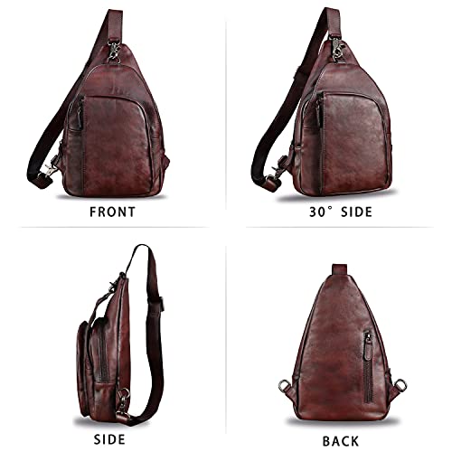 Genuine Leather Sling Bag for Men and Women Vintage Real Leather Sling Backpack Shoulder Crossbody Bag Chest Bag4